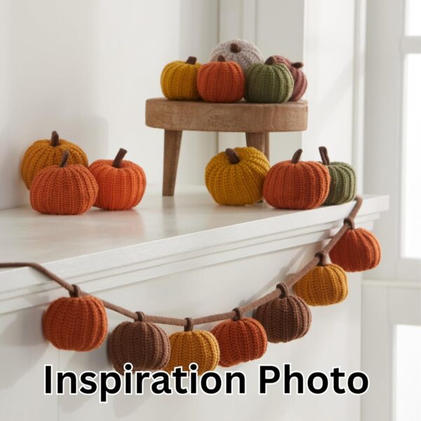 Knit pumpkins set of 12, mini pumpkin decor, orange pumpkim bowl fillers for fall, gold pumpkins for garland, Thanksgiving tablescape, brown (Mini Orange Set 12) - Image 3