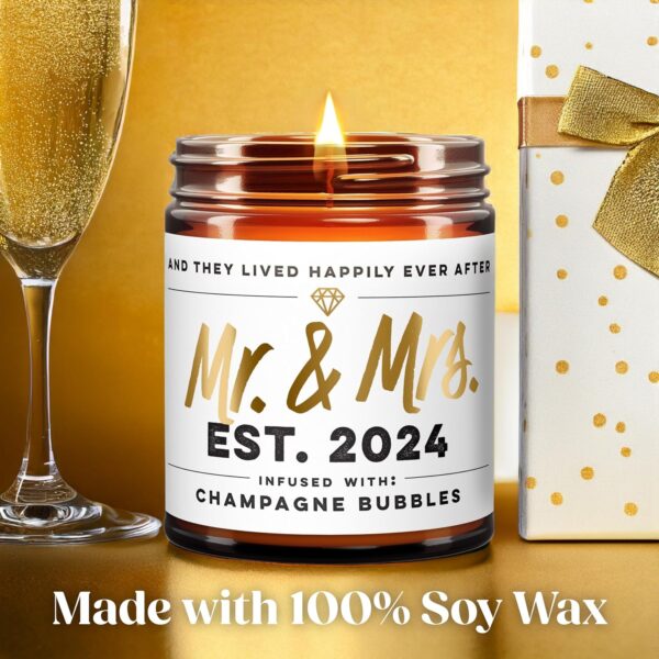 Wedding Gifts for Couples 2024 - Wedding Candle - Mr and Mrs Gifts - Bridal Shower Gifts, Bachelorette Gifts for Bride, Bride to Be Gifts, Just Married Gifts - Clever Wedding Gifts for Newlyweds - 9oz - Image 4