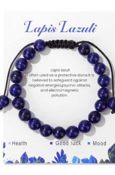 8mm Lapis Lazuli Bracelet for Women Handmade Adjustable Blue Bead Bracelet Healing Crystal Bracelet Gemstone Bracelets Lapis Lazuli Jewelry for Women Men