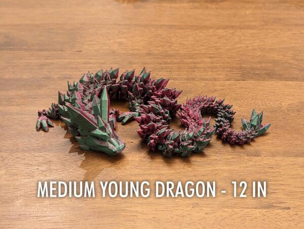 Medium 12" Articulated Crystal Dragon - Multi Color 3D Printed Plastic Dragon Figure - Rainbow Pearlescent Colors - Interlocked Body Segments and Legs (Medium 12", Electrum) - Image 6