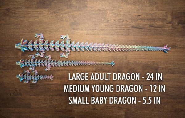 Medium 12" Articulated Crystal Dragon - Multi Color 3D Printed Plastic Dragon Figure - Rainbow Pearlescent Colors - Interlocked Body Segments and Legs (Medium 12", Electrum) - Image 2