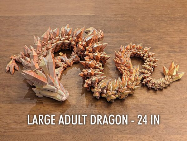 Medium 12" Articulated Crystal Dragon - Multi Color 3D Printed Plastic Dragon Figure - Rainbow Pearlescent Colors - Interlocked Body Segments and Legs (Medium 12", Electrum) - Image 5