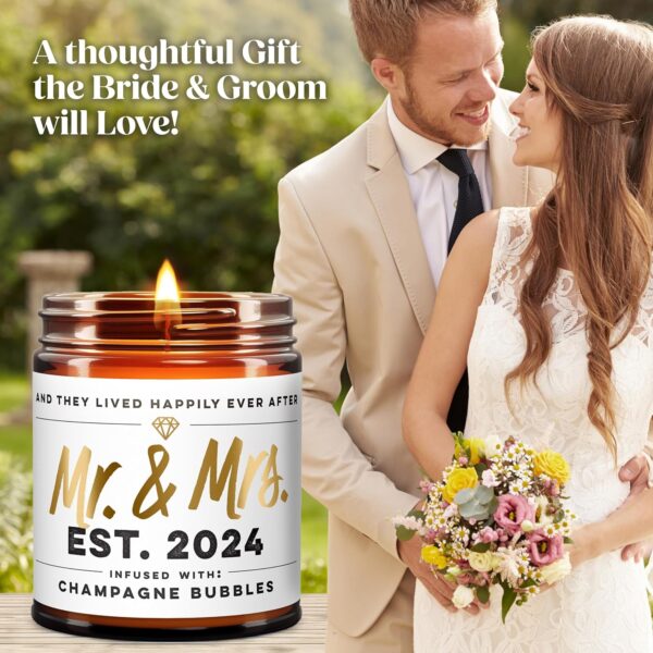 Wedding Gifts for Couples 2024 - Wedding Candle - Mr and Mrs Gifts - Bridal Shower Gifts, Bachelorette Gifts for Bride, Bride to Be Gifts, Just Married Gifts - Clever Wedding Gifts for Newlyweds - 9oz - Image 3