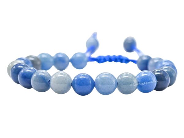 Blue Aventurine Bracelet for Women Men's Gifts - Protection Healing Crystal Bracelet - 8mm Gemstone Beaded Adjustable Bracelet Pulseras Para Hombres Mujer Stocking Stuffers