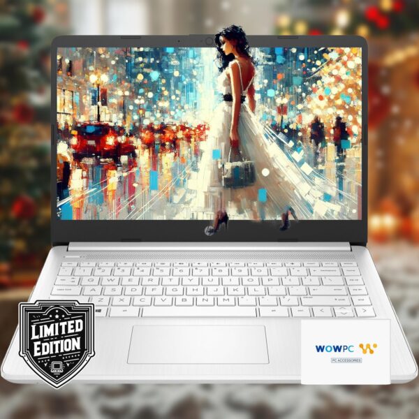 HP 14 Laptop • Back to School Limited Edition with Microsoft 365 • 4-Core Intel CPU • 16GB RAM •1600GB Storage (64GB OnBoard + 512GB External + 1TB OneDrive) • Snow White • w/WOWPC Bundle • Win 11