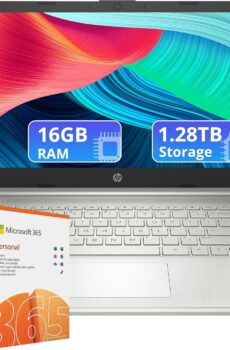 HP Flagship 14" Laptop with 1 Year Office 365 | 16GB RAM | 1.28TB Storage(128GB EMMC & 160GB Docking Station & 1TB Cloud Storage) | Intel 4-Core Processor | Webcam| Silver | Windows 11