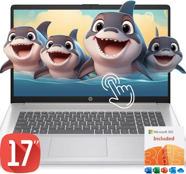 HP Newest 2024 Laptop, 17.3" HD+ Display, Touch Screen, 40GB RAM, 1TB SSD Drive + 128GB Protable Drive, Intel 4-Core Processor, HDMI, USB-Type A&C, Windows 11, Free Office Budle 1-Year
