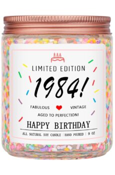 Homsolver 40th Birthday Gifts for Women Ideas, Happy 1984 40th Birthday Candle Gifts-Limited Edition 1984 Handmade Candles (Vanilla Birthday Cake Scent with Sprinkles)