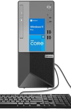 Lenovo V50t Tower Desktop Computer | Intel 6-Core i5 Processor | 32GB RAM | 1TB SSD | DVD-RW | 2-Monitor Support 4K | HDMI | RJ-45 | VGA | Wi-Fi | Wired Keyboard & Mouse | Windows 11 Pro | Black