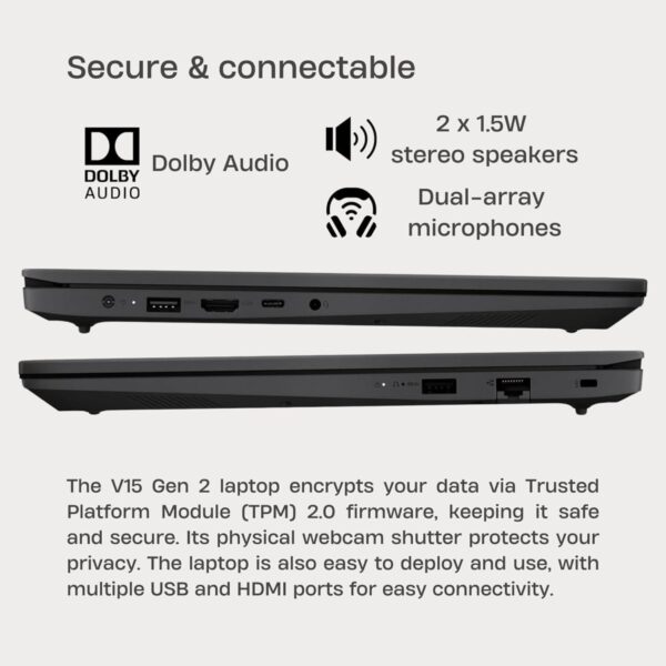 Lenovo V15 15.6" FHD Business Laptop Computer, Intel Dual-Core Processor, 32GB DDR4 RAM, 1TB PCIe SSD, AC WiFi, Bluetooth 5.1, RJ-45, Type-C, HDMI, Numeric Keypad, Windows 11 Pro, Befectoy - Image 4