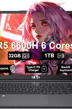 NIMO 15.6 FHD IPS Business Gaming Laptop, 6-Cores AMD Ryzen 5 6600H 660M 6 nm, 32GB RAM DDR5, 1TB SSD (Beat i5-12450H, up to 4.5GHz),100W Type-C, Fingerprint, Backlit Keyboard, WiFi 5, Win 11