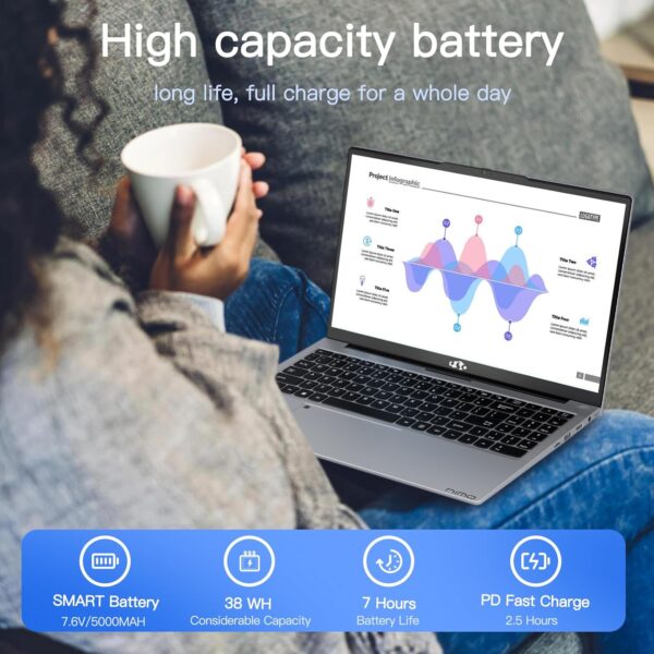 15.6" IPS FHD Student Laptop, 16GB RAM 1TB SSD, Intel Pentium Quad-Core N100 (Beat to i3-1115G4, Up to 3.4GHz), Backlit Keyboard, Fingerprint, 65W Type C, WiFi 6, BT5.2, USB3.0, Win 11 - Image 5