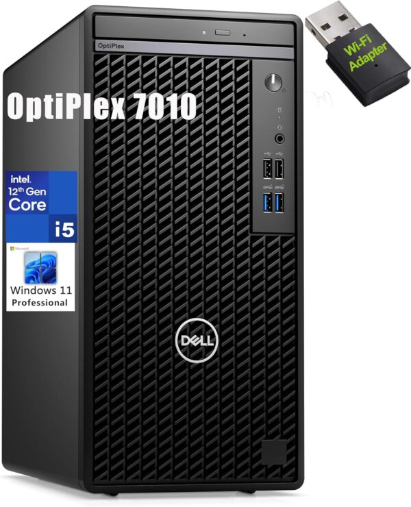 Dell OptiPlex 7010 Tower Business Desktop Computer, 12th Gen Intel Hexa-Core i5-12500 (Beat i7-11700), 64GB DDR4 RAM, 2TB PCIe SSD, DVDRW, WiFi Adapter, RJ-45, HDMI, Keyboard & Mouse, Windows 11 Pro