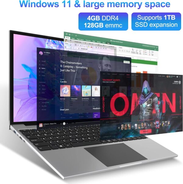 jumper Laptop, 16 Inch FHD IPS 1200p Screen, Quad Core CPU, 4GB LPDDR4 RAM 128GB ROM, Office 365 1-Year Subscription, Windows 11 Computer with Numeric Keypad, 4 Stereo Speakers, WiFi. - Image 4