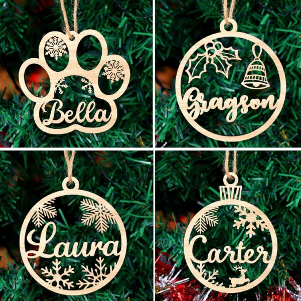 Personalized Christmas Ornaments with Name,Wooden Christmas Tree Ornaments 2024 with Custom Family Name for Kids Adults,Xmas Ornaments For Christmas Tree Gifts (01-6 Styles of Christmas Ornament) - Image 6