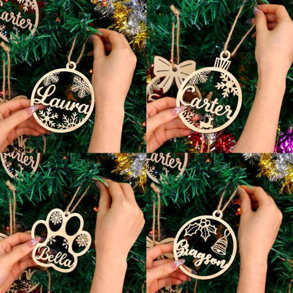 Personalized Christmas Ornaments with Name,Wooden Christmas Tree Ornaments 2024 with Custom Family Name for Kids Adults,Xmas Ornaments For Christmas Tree Gifts (01-6 Styles of Christmas Ornament) - Image 8