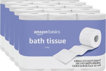 Amazon Basics 2-Ply Toilet Paper, 30 Rolls = 120 Regular Rolls, 350 Sheets, (Pack of 30), Unscented