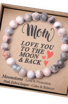 Gifts for Mom Christmas Gifts Birthday Gifts from Daughter Son Stocking Stuffers Mom Valentines Moonstone Bracelet Women Mothers Day Gifts Great Presents Best Mama Unique Handmade Easter