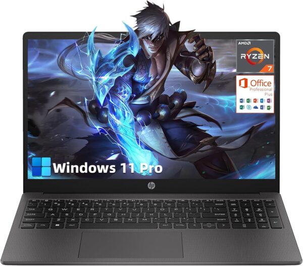 HP 2024 Lastest 255 G10 15.6" FHD Business Laptop, AMD Ryzen 7 7730U (64GB RAM | 2T SSD), Numeric Keypad, Webcam, Window 11 Pro, MS Office Pro 2024