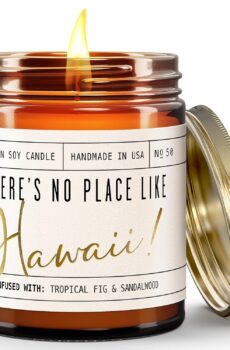 Hawaii Gifts, Hawaii Decor for Home - 'There's No Place Like HawaiiCandle, w/Tropical Fig & Native Sandalwood I Hawaii Souvenirs I Hawaii State Gifts I 9oz Jar, 50Hr Burn, USA Made