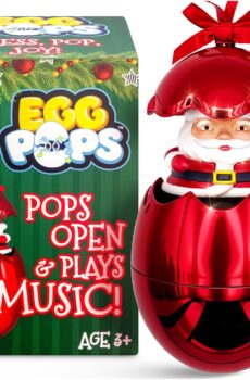 Musical Christmas Tree Ornament, Pops Open to Reveal a Festive Figure & Plays Jingle Bells, 2024 Christmas Ornament, Holiday Decor, White Elephant Gifts, Xmas Decoration for Kids (Santa Egg Pops)