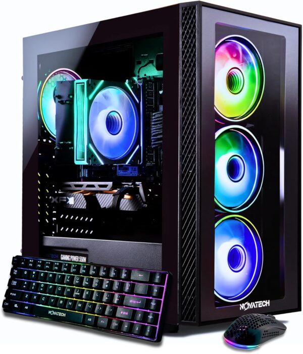 Novatech Phantom 2.0 - Prebuilt Gaming PC Desktop Computer - RX580 8GB - Intel Xeon i7 3.5GHz - 16GB RAM - 512GB M.2 SSD WiFi/BT, Win 11 - Gaming Computer Tower - Pre Built PC Gaming - 1 Year Warranty