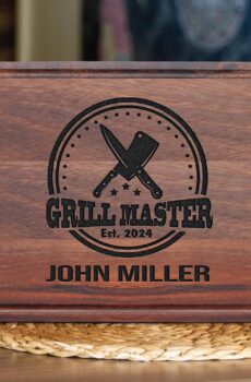 Personalized Barbeque and Grilling Gift for Fathers Day, Birthday, Anniversary, Christmas, Men, Husband, Dad, Grandpa, Him, Custom Wood Grill Cutting Board for Men, BBQ Masters, Chefs, Customized Wood