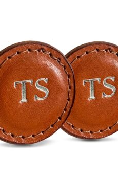 Personalized Golf Ball Markers (Tan, Set of 2) - Golf Gifts for Men - Monogrammed Initial Custom Golf Markers w/Full Grain Genuine Leather - Father’s Day Gift for Golf Lover - Cool Golf Accessories