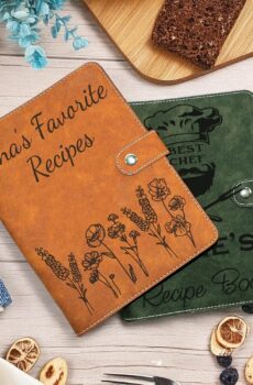 Personalized Leather Recipe Book, Handmade Recipe Book to Write in Your Own Recipes, Customized Blank CookBook, Handcrafted Gift for Christmas, Mom, Kids, Dad, Husband, Wife, Grandma, Birthday