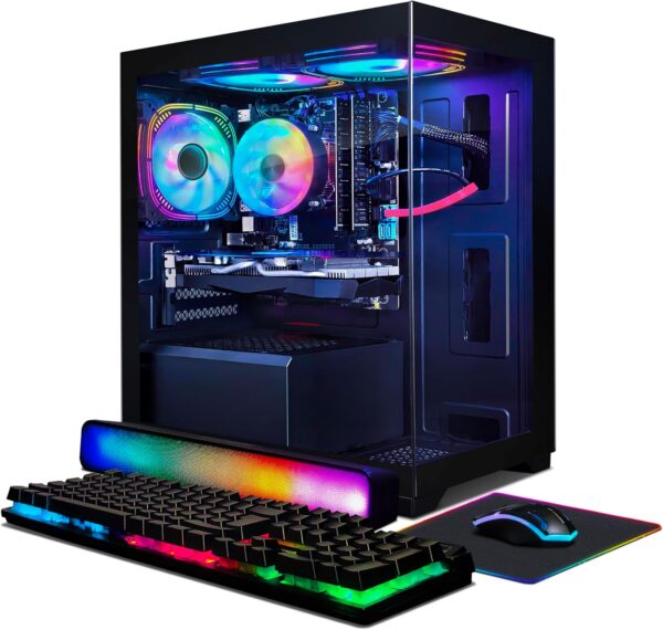 STGAubron Gaming PC Computer Desktop, Radeon RX 580 16G GDDR5, Intel Core i7 up to 3.9G, 16G RAM, 512G SSD, 600M WiFi, BT 5.0, RGB Fan x3, RGB Mouse Pad, RGB BT Sound Bar, Windows 10 Home