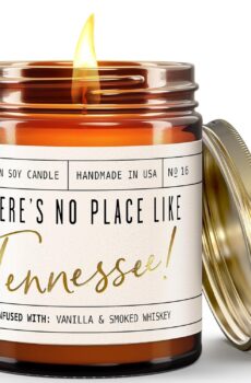 Tennessee Gifts, Tennessee Decor for Home - 'There's No Place Like Tennessee Candle, w/Vanilla & Smoked Whiskey I Tennessee Souvenirs I Tennessee State Gifts I 9oz Jar, 50Hr Burn, USA Made