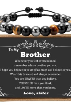 To My Brother Gifts from Sister as Christmas Gifts for Brother, Handmade Bead Bracelets Stocking Stuffers for Brother Bracelet, Adjustable Protection Bracelet Gifts for Brothers from Sereney