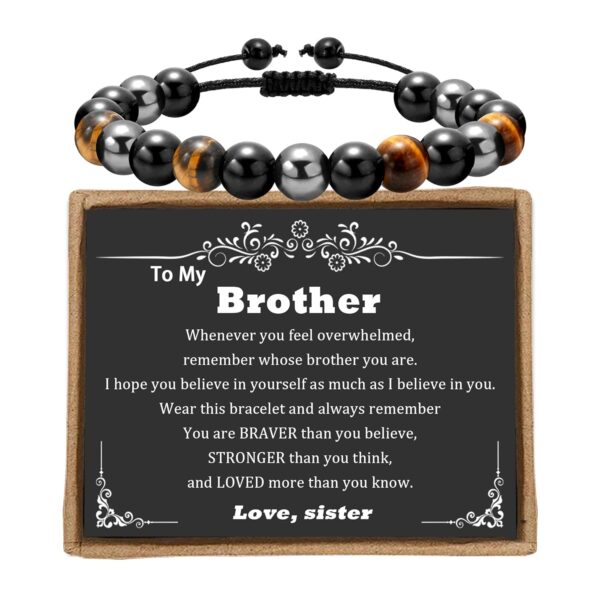 To My Brother Gifts from Sister as Christmas Gifts for Brother, Handmade Bead Bracelets Stocking Stuffers for Brother Bracelet, Adjustable Protection Bracelet Gifts for Brothers from Sereney