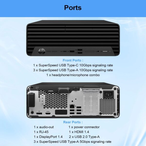 HP ProDesk 400 G9 Small Form Factor Business Desktop, 13th Gen Intel 14-Core i5-13500 Processor, 32GB RAM, 1TB SSD, Wi-Fi 6, HDMI, DP, Support 2-Monitor 4K, Wired Keyboard & Mouse, Windows 11 Pro - Image 4