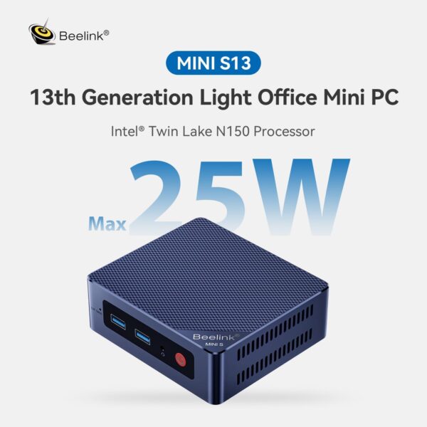 Beelink MINIS13 PRO Mini PC with Processor N150,16G DDR4 500G SSD Mini Desktop Computer, WiFi6, 1000M LAN, BT5.2 Dual HDMI Business Mini Computer - Image 3