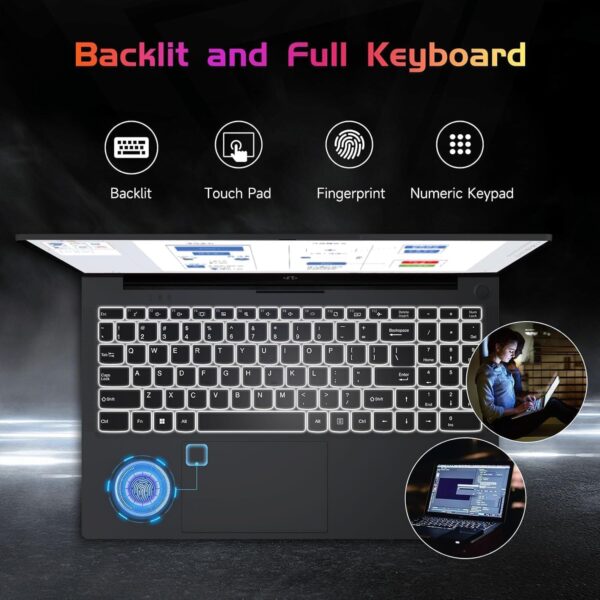 NIMO 15.6 FHD Student Laptop, 16GB RAM, 1TB SSD, Backlit Keyboard, Fingerprint, Intel Pentium Quad-Core N100 (Beat to i3-1115G4, Up to 3.4GHz), IPS Computer, Numpad, WiFi 6, Win 11, Gray - Image 5