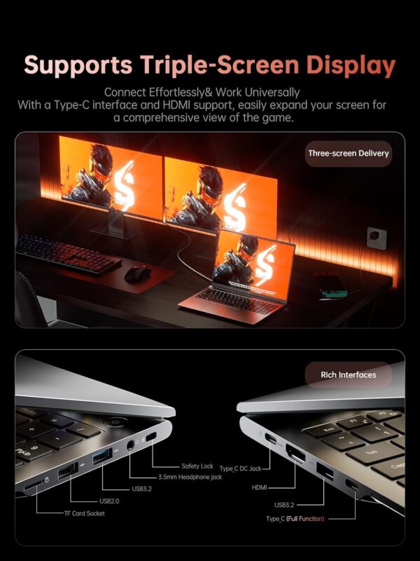 2024 Gaming Laptop, Laptop with AMD Ryzen 9 6900HX (8C/16T, Up to 4.9GHz), 16GB DDR5 512GB NVMe SSD Laptop Computer, 16-inch FHD Display, WiFi 6, 53Wh Battery, Backlit KB - Image 3