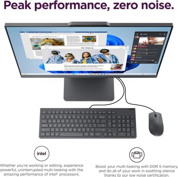 Lenovo ThinkCentre All-in-One Desktop Computer, 24" FHD IPS Display, 5-core Intel U300 Processor, 16GB DDR5, 256GB SSD, Wi-Fi 6, USB-C, HDMI in&Out, Wired KB&Mouse, Windows 11 Pro - Image 4