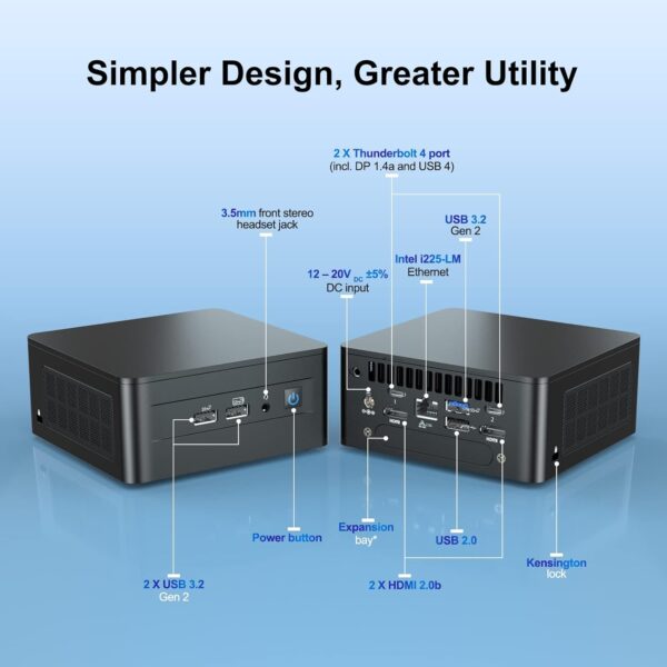 Intel NUC 12 Mini PC Kit NUC12WSHi7 (12-Core i7-1260P 16GB RAM 512GB SSD Iris XE Graphics) Windows 11 Pro Latest Desktop Computer Mini PC,2 x Thunderbolt 4, Intel nuc Wi-Fi 6E AX211 Wireless - Image 4