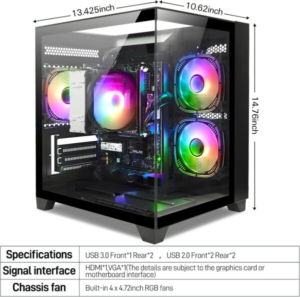 LXZ Desktop Computer AMD Ryzen 5 5600G 6 core 3.9GHz, 16G DDR4 RAM, 512G NVME SSD, Tower Computer for Gaming, Home and Office (Black) - Image 4