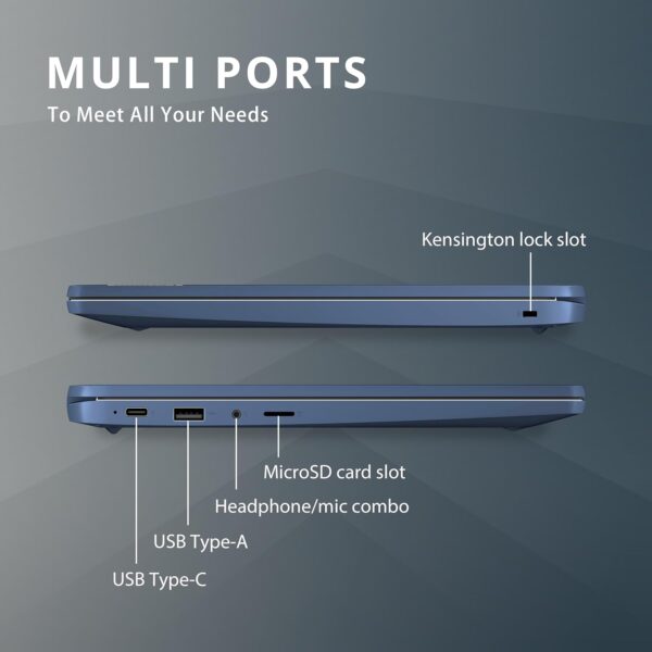 Lenovo IdeaPad Slim 3 Chromebook, 14" FHD Touchscreen, MediaTek Kompanio 520 Processor, 4GB LPDDR4X RAM, 352GB Storage (64GB eMMC + 288GB Docking Station Set), WiFi 6, Webcam, Chrome OS, Abyss Blue - Image 10