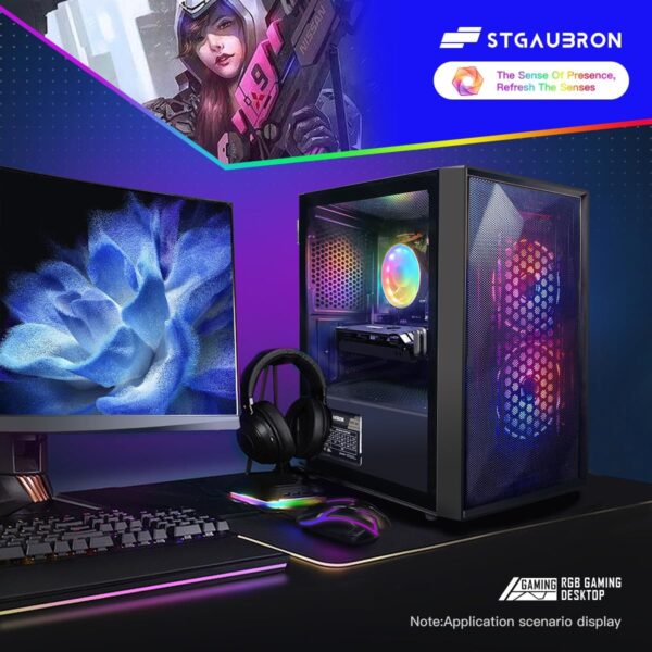 STGAubron Gaming PC Desktop, Radeon RX 560 4G, Intel core i5 up to 3.6GHz, 16G Memory, 512G SSD, 600M WiFi, BT 5.0, RGB Fan x2, RGB Mouse Pad, Windows 10 Home - Image 6