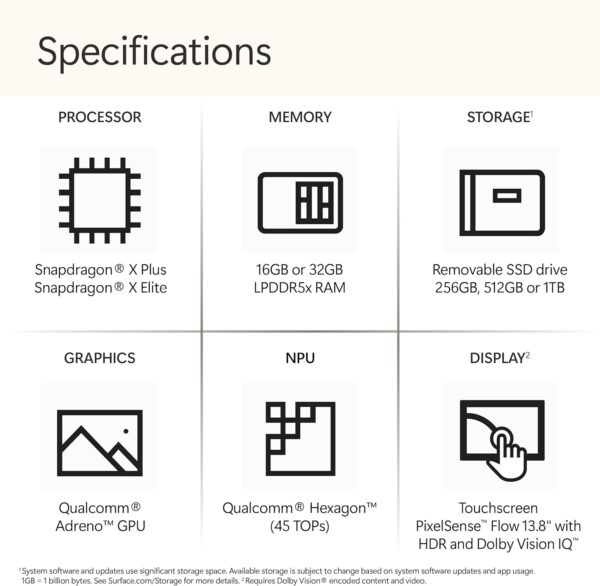 Microsoft Surface Laptop (2024), Windows 11 Copilot+ PC, 13.8" Touchscreen Display, Snapdragon X Elite (12 core), 16GB RAM, 512GB SSD Storage, Sapphire - Image 3