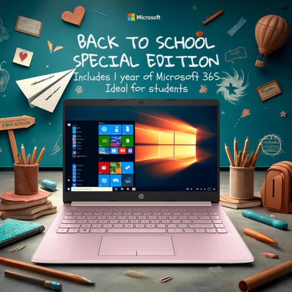 HP 14 Laptop • Back to School Limited Edition with Microsoft 365 • 4-Core Intel CPU • 8GB RAM •1600GB Storage (64GB OnBoard + 512GB P500 Portable SSD + 1TB OneDrive) • Pink • Win 11 - Image 4