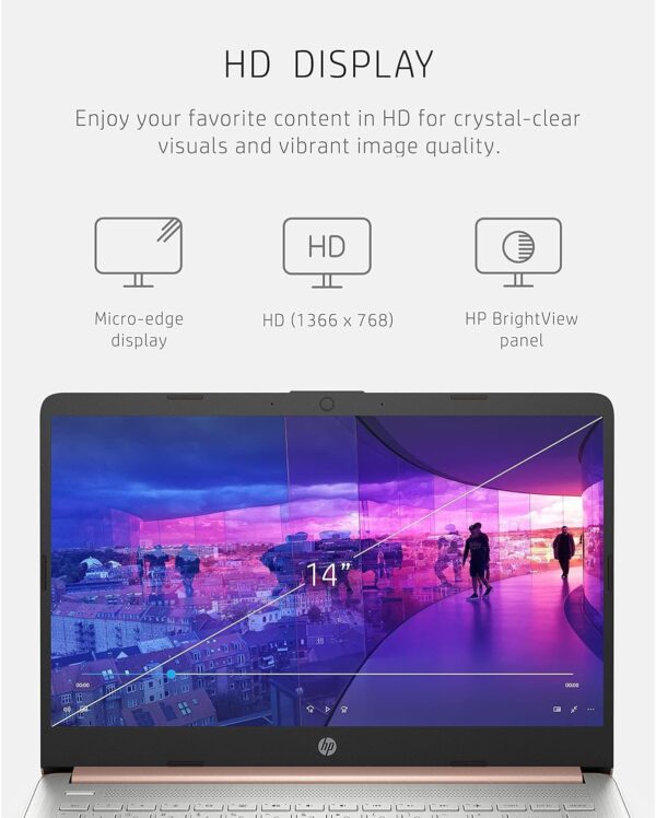 HP 14 Laptop • Back to School Limited Edition with Microsoft 365 • 4-Core Intel CPU • 8GB RAM •1600GB Storage (64GB OnBoard + 512GB P500 Portable SSD + 1TB OneDrive) • Pink • Win 11 - Image 7