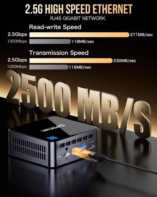 GMKtec M3 Plus Mini PC with Intel Core i9 12900HK(14C/20T up to 5.0 GHz), 32GB DDR4 RAM+1TB NVMe SSD, Windows 11 Pro Mini Desktop Computer Triple 4K Display, WiFi 6, BT5.2, USB-C - Image 7