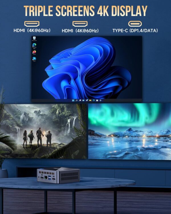 GMKtec M3 Plus Mini PC with Intel Core i9 12900HK(14C/20T up to 5.0 GHz), 32GB DDR4 RAM+1TB NVMe SSD, Windows 11 Pro Mini Desktop Computer Triple 4K Display, WiFi 6, BT5.2, USB-C - Image 8