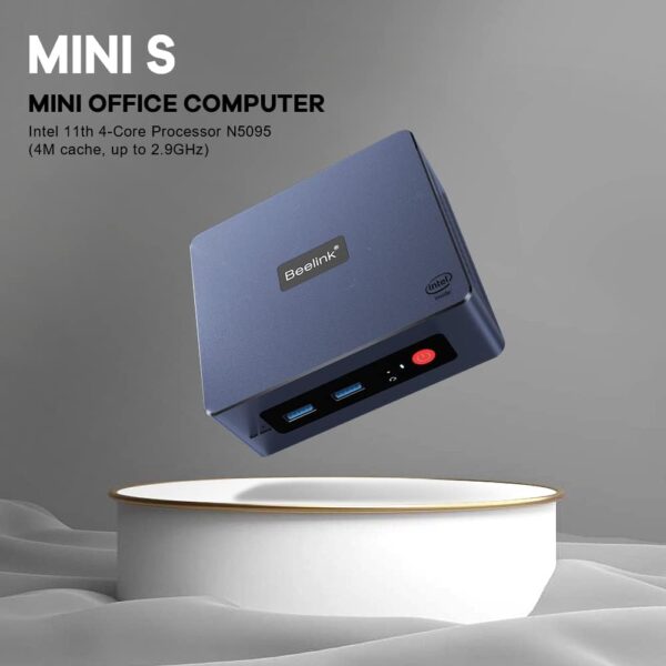 Beelink Mini PC, Mini S Intel 11th Gen 4-Cores N5095, Mini Desktop Computer 8GB DDR4 RAM 128GB SSD, Mini Computer Dual HDMI 4K UHD/Gigabit Ethernet/Dual WiFi/BT4.0/W-11 Pro/HTPC/Family-NAS - Image 2