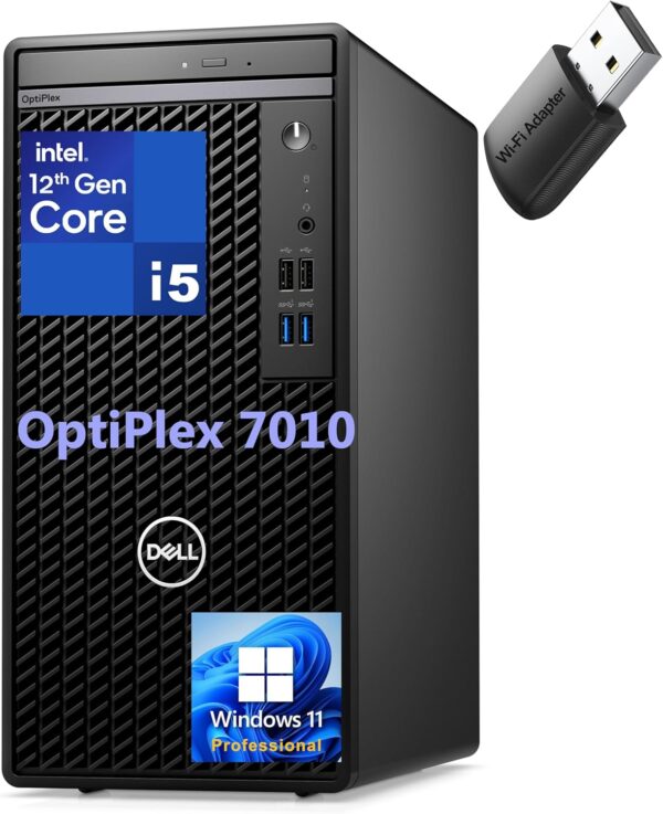 Dell OptiPlex 7010 Tower 7000 Business Desktop Computer, 12th Gen Intel Hexa-Core i5-12500 (Beat i7-11700), 16GB DDR4 RAM, 512GB PCIe SSD, DVDRW, WiFi Adapter, RJ-45, Keyboard & Mouse, Windows 11 Pro