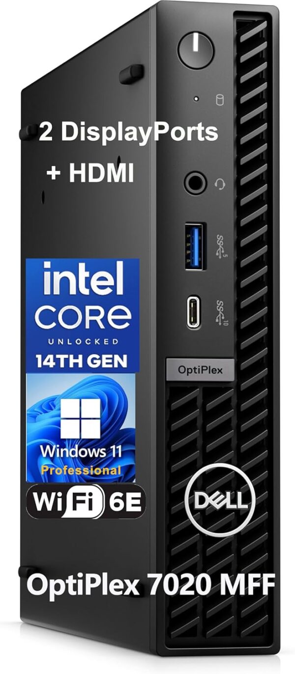 Dell OptiPlex 7020 MFF Mini Business Desktop Computer, 7000 Micro Form Factor, 14th Gen Intel 14-Core i5-14500T (Beat i7-13700T), 16GB DDR5 RAM, 512GB PCIe SSD, WiFi 6E, 2 DisplayPorts, HDMI, W11 Pro - Image 2